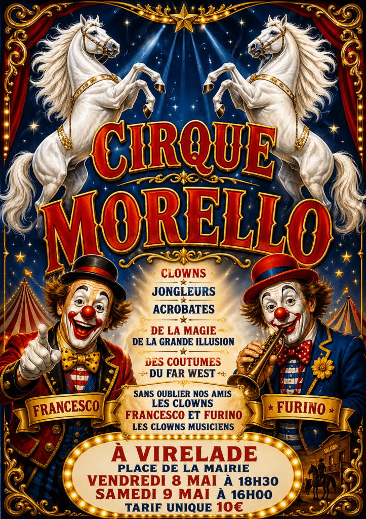 Affiche Cirque Morello - 8 & 9 Mai - Virelade