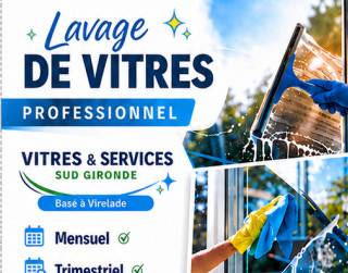 Illustration Entreprise Vitres & Services Sud Gironde - Lavage de vitres professionnel à Virelade